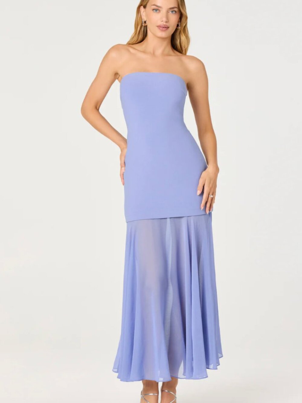 Astr Strapless Lilac Maxi Dress